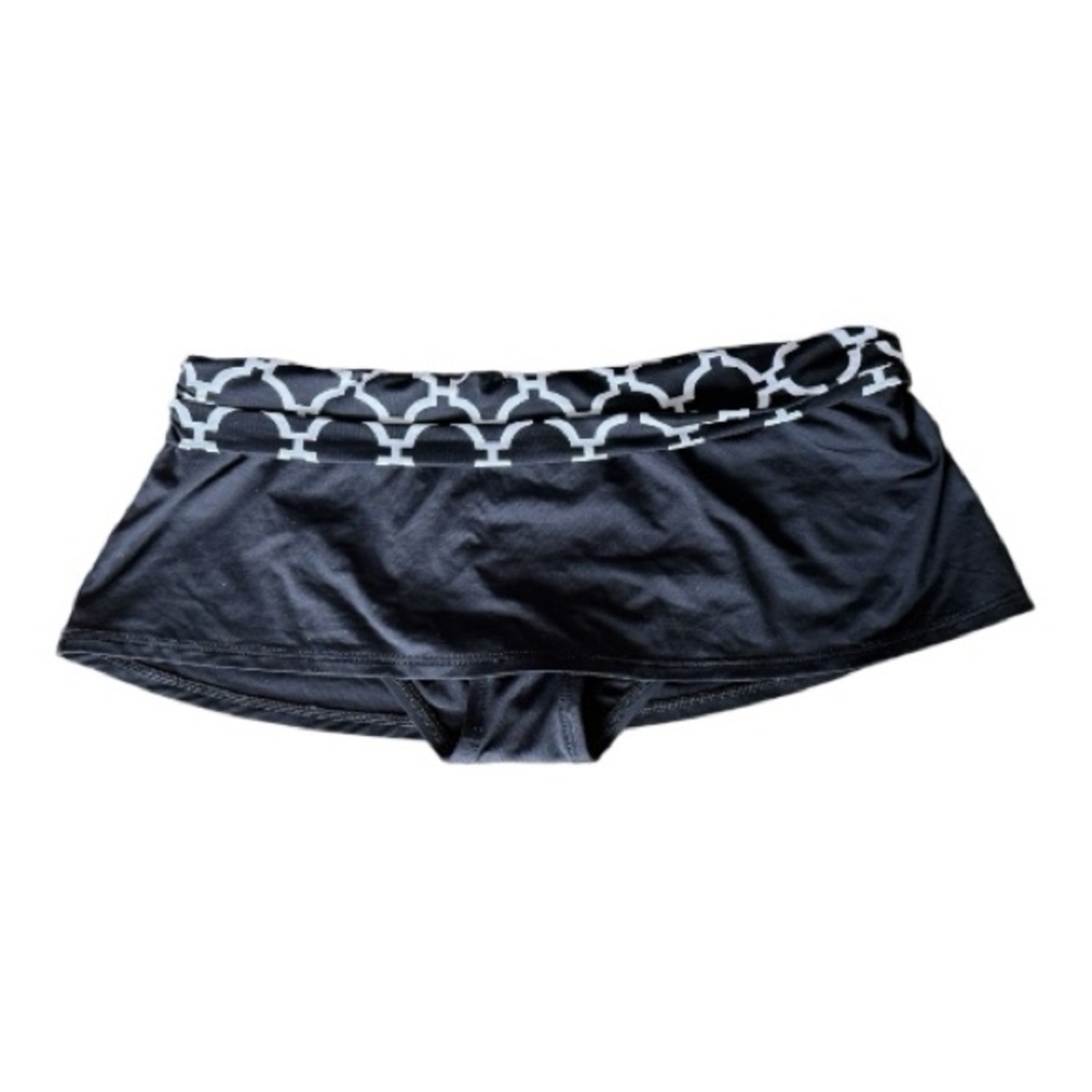 La Blanca Black and White Swimwear Bottom with Overskirt, Size 2